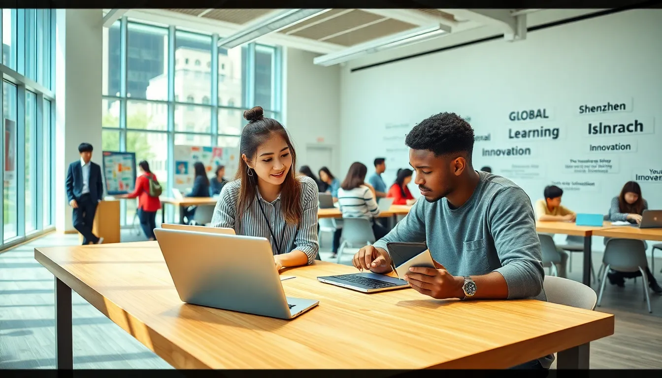 students collaborating in a modern educational setting at SCIE.